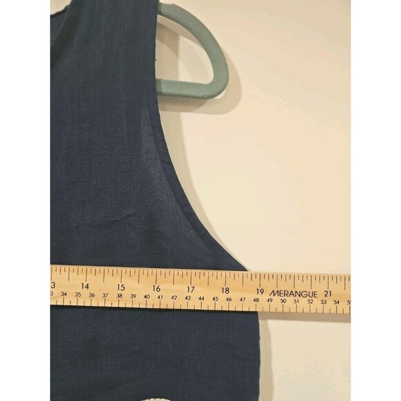 Via Signoria Striped Linen Midi Dress Large Blue White Made in Italy Boho Hippie - Picture 6 of 8